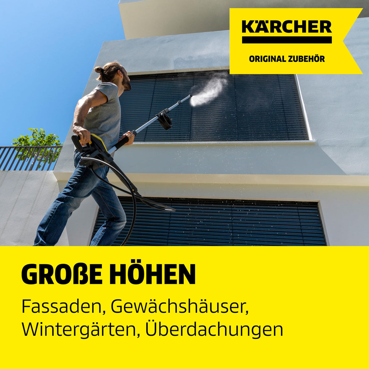 Kärcher TLA 4 Telescopic Spray Lance, easy cleaning of facades, carports, or conservatories with the high-pressure cleaner thanks to the telescopic spray lance, infinitely adjustable up to a maximum of 3.70 m. - 2.644-190.0