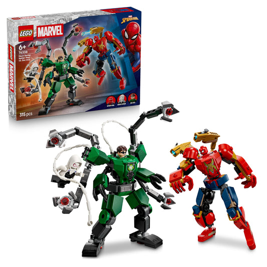 LEGO | Mech duel: Spider-Man vs. Doc Ock - superhero toy with 2 action figures, 3 minifigures, shooters - construction toy for children - gift for boys aged 6 and over and girls - 76338