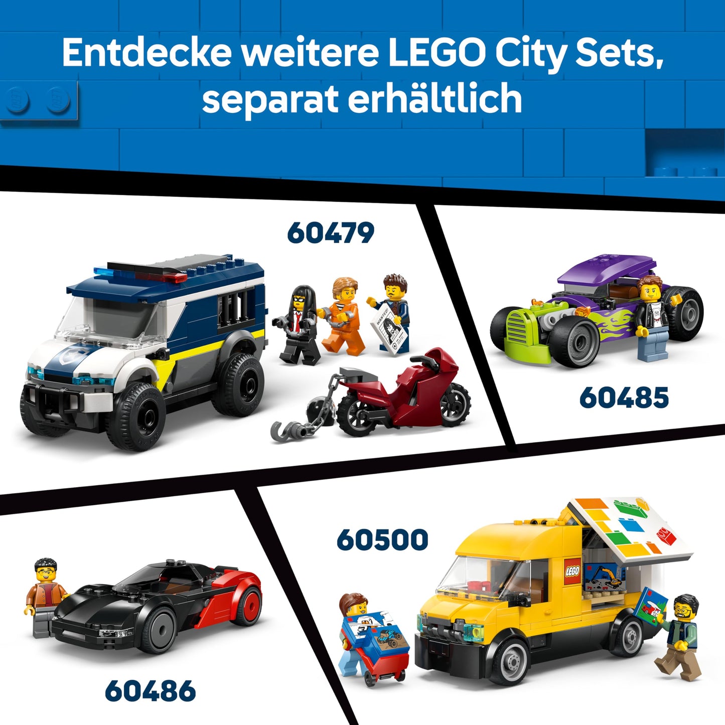 LEGO City French Fries Truck - toy vehicle model construction with removable sales area, 2 minifigures and accessories - birthday gift for boys aged 5 and over - 60488