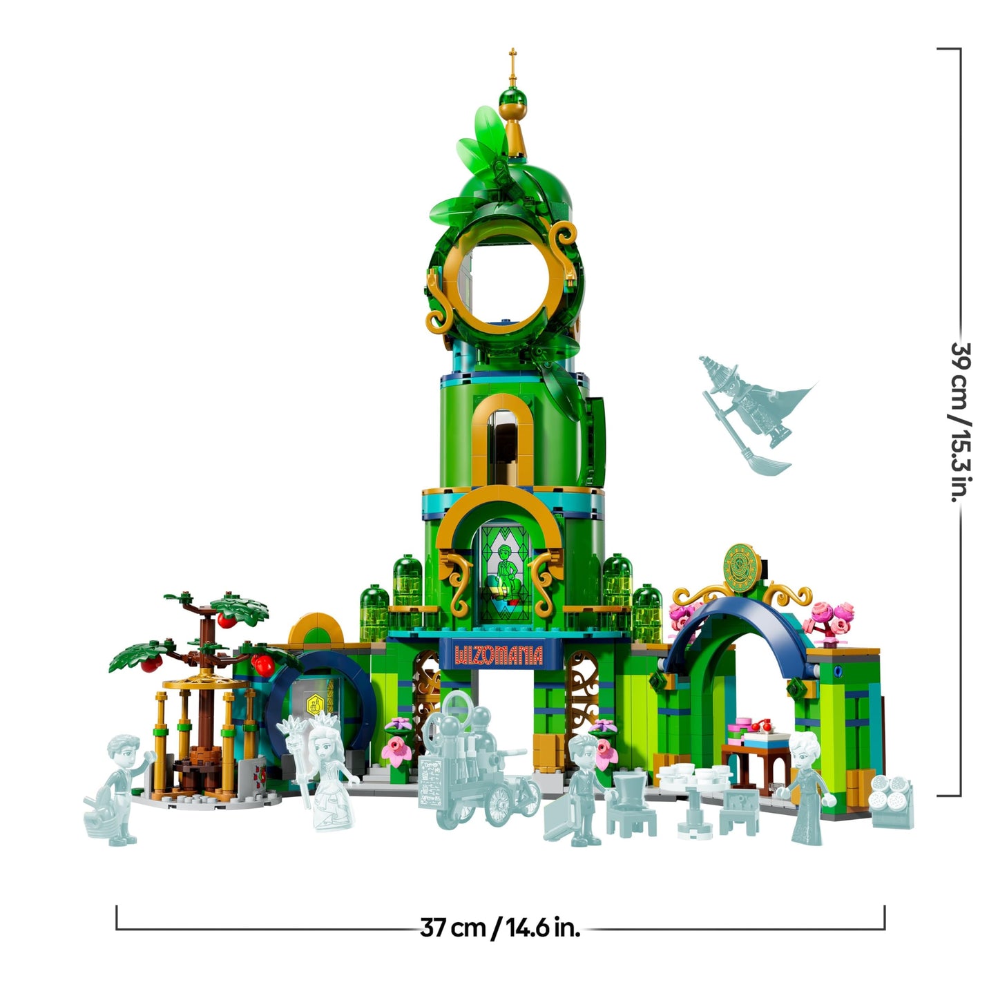 LEGO Wicked Welcome to Emerald City, toy with tower, Glinda and Elphaba mini-dolls, gift for fans of the film and girls and boys aged 9 and up who love dollhouses 75684