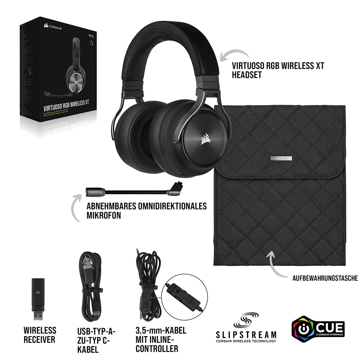Corsair Virtuoso RGB Wireless XT Multi-platform Gaming Headset - Slate - CA-9011188-EU