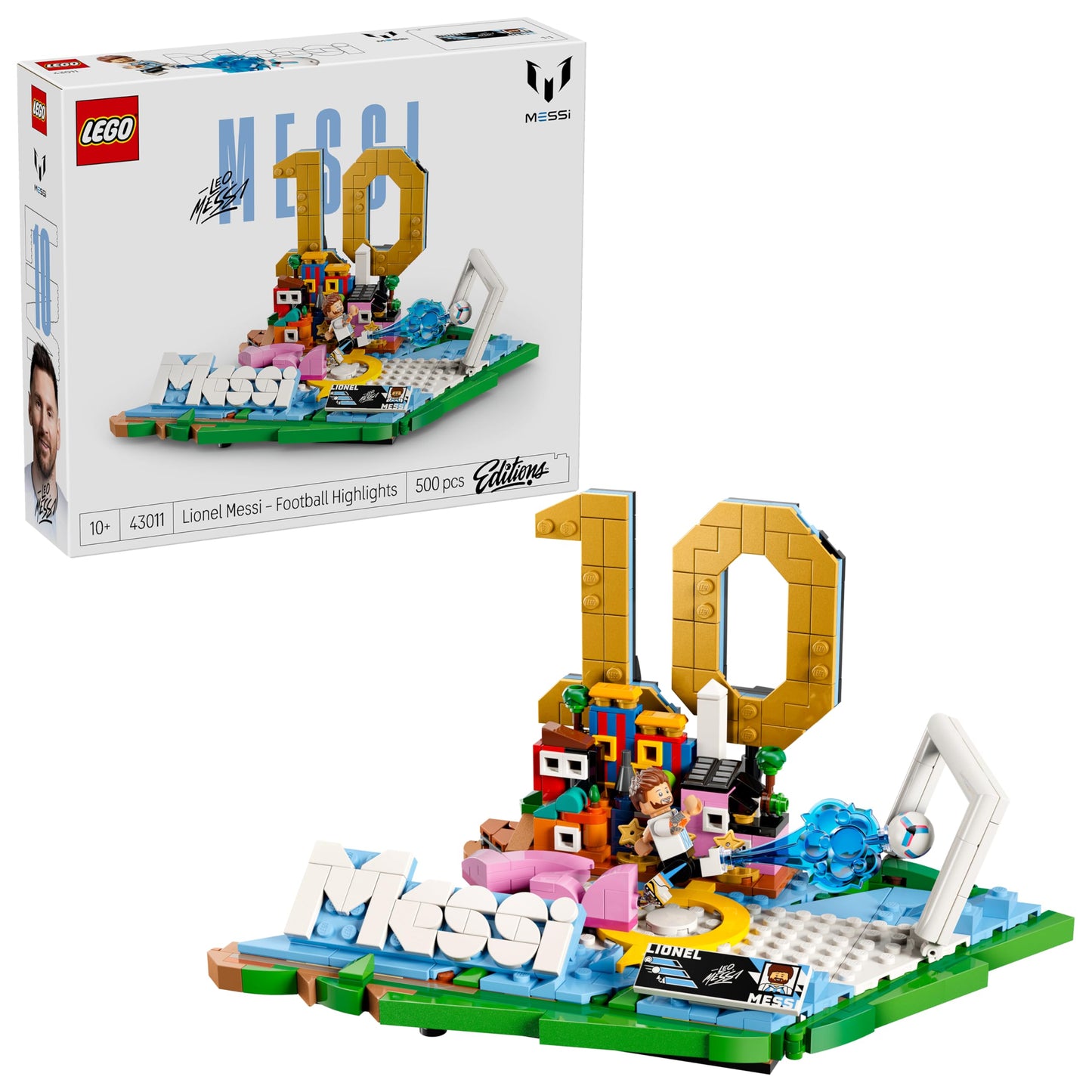 LEGO Editions Lionel Messi - football highlights toy - 3D model building with minifigure to collect - children's room decoration - gift for boys, girls aged 10 and over and adult sports fans - 43011