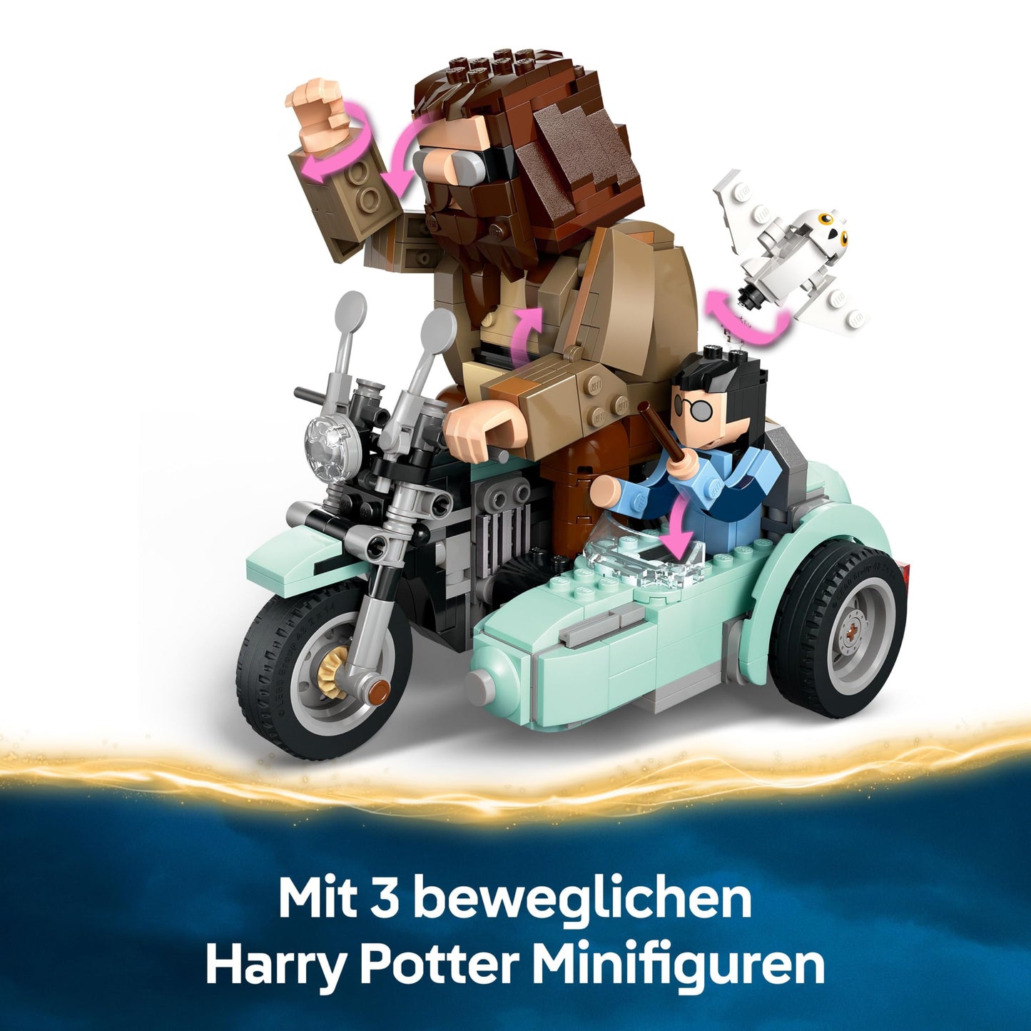 LEGO Harry Potter Hagrid and Harry's Motorcycle Tour - Toy with motorcycle, sidecar & Owl Hedwig - With minifigures to collect - Creative gift for girls and boys aged 9 and up - 76443