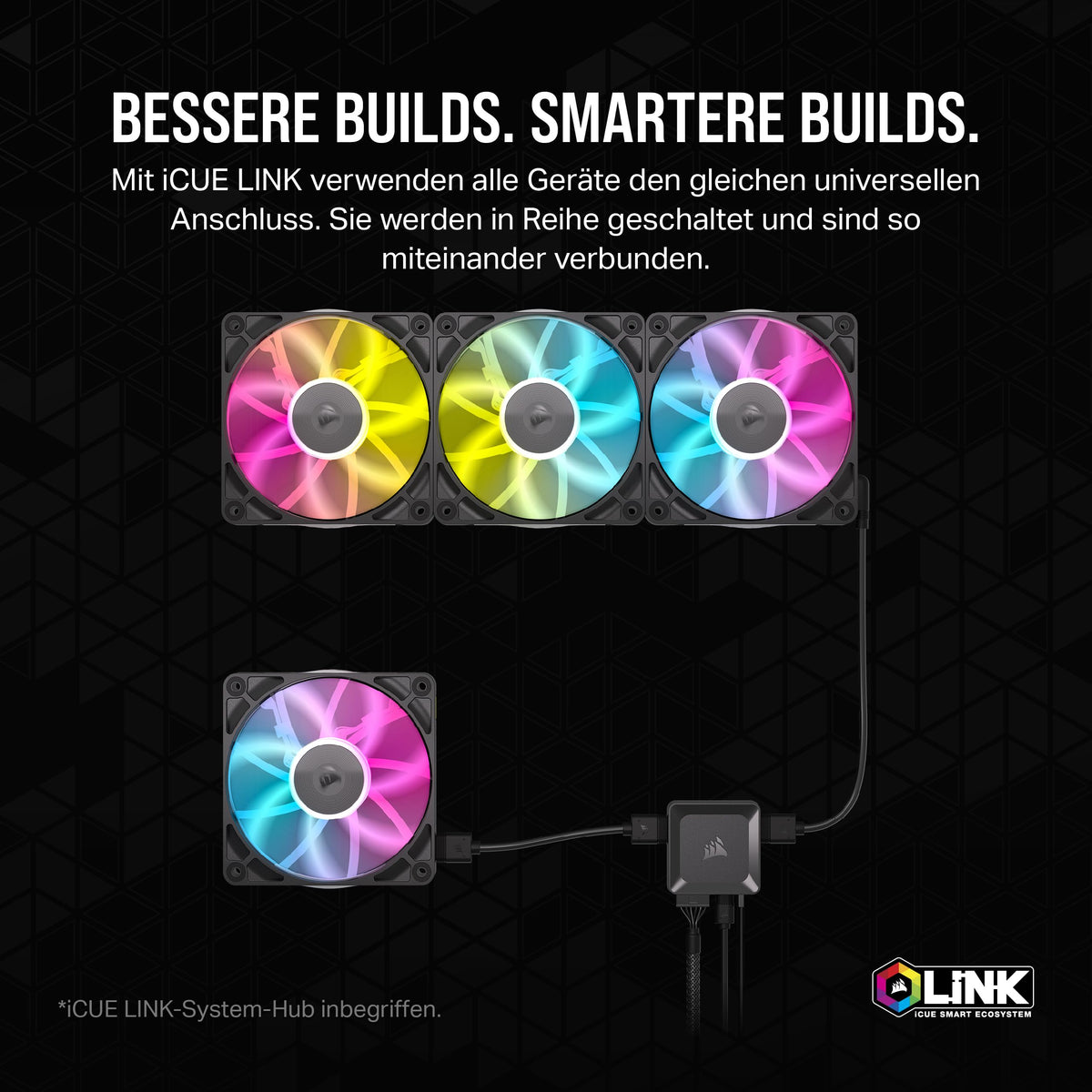 CORSAIR iCUE LINK RX140 RGB 140mm PWM Fans – Double Pack, White - CO-9051024-WW