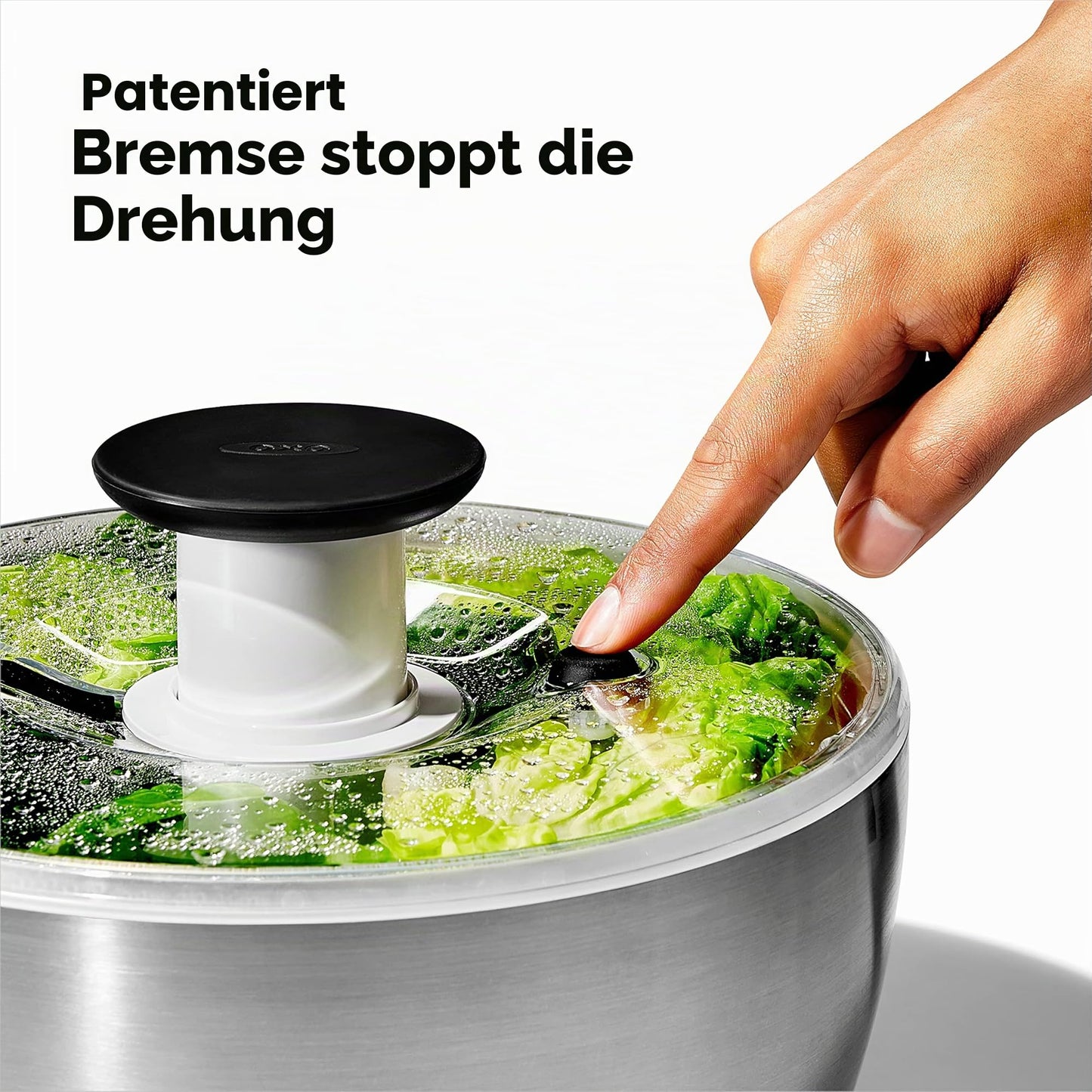 OXO Steel salad spinner made of stainless steel with lid - for washing and drying salad - 1071497