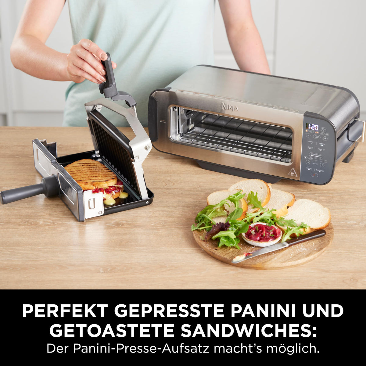 Ninja Foodi 3-in-1 Toaster, grill electric cu capac, oțel inoxidabil, ST202EU