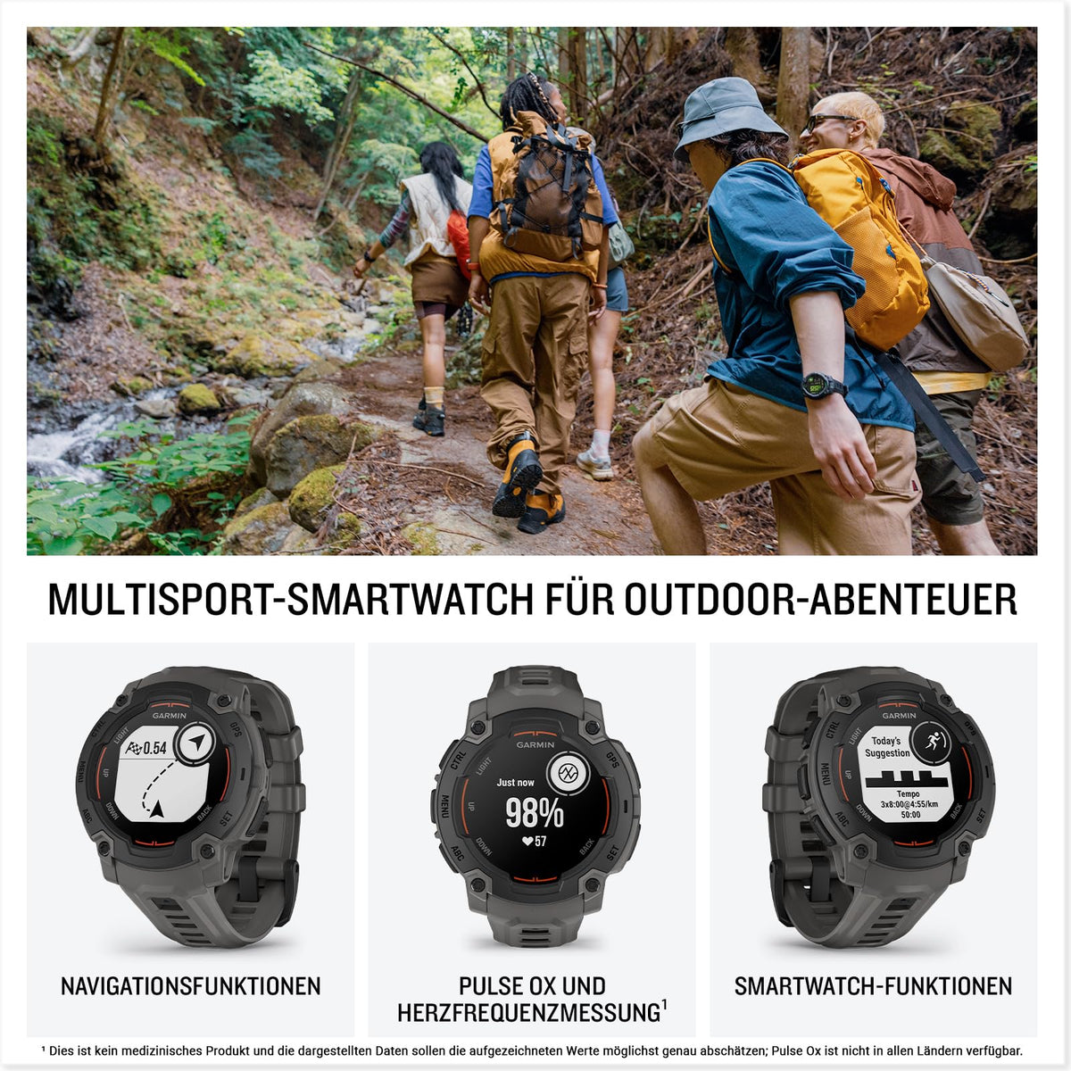 Garmin Instinct E 45mm – Ceas inteligent GPS pentru multisport, display de 0,9", autonomie de până la 16 zile, peste 60 de aplicații sportive, antrenor, recepție multi-satelit, notificări - 010-02933-00