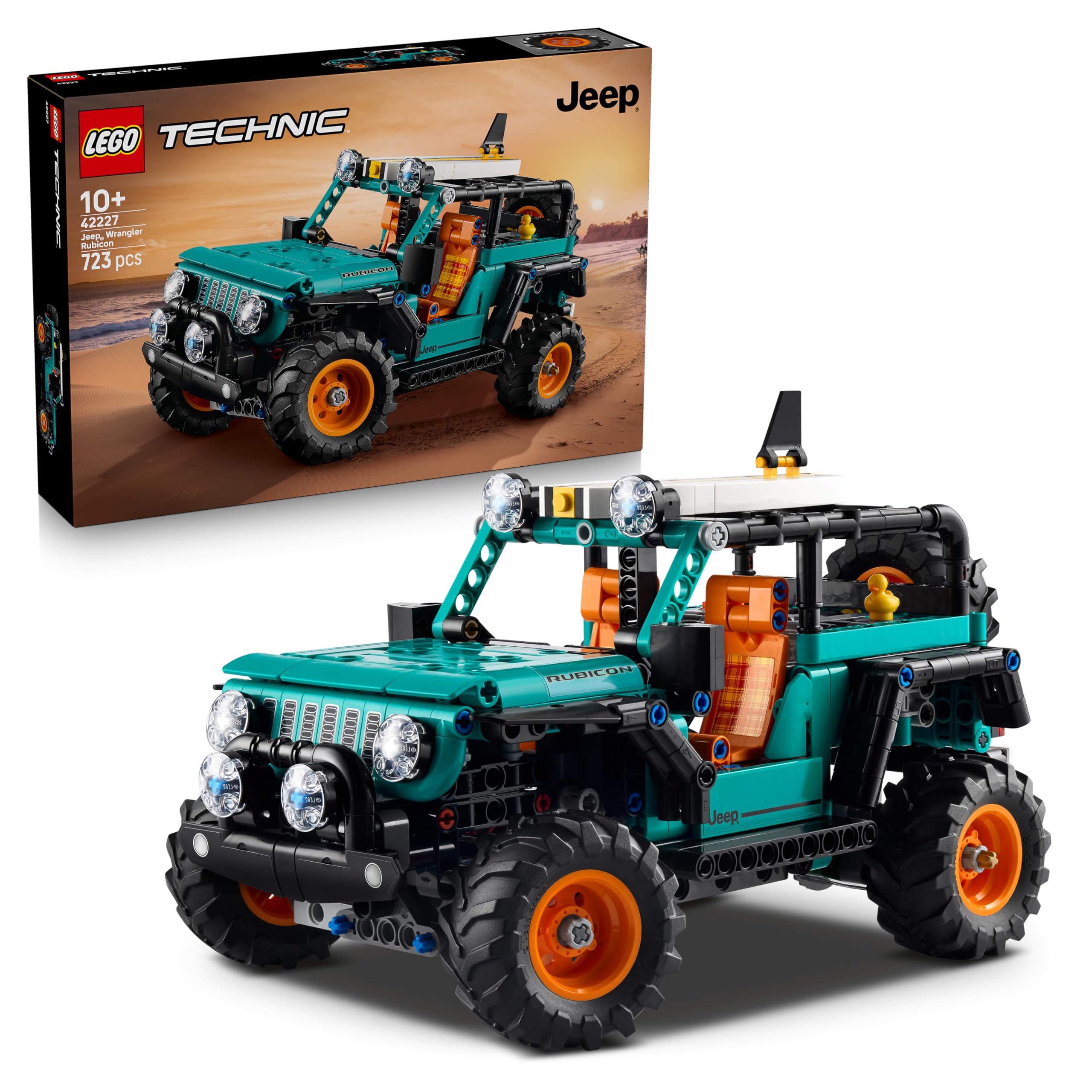 LEGO Technic Jeep Wrangler Rubicon off-road vehicle - off-road toy vehicle model building with V6 engine, steering and suspension - STEM birthday gift for boys aged 10 and over - 42227