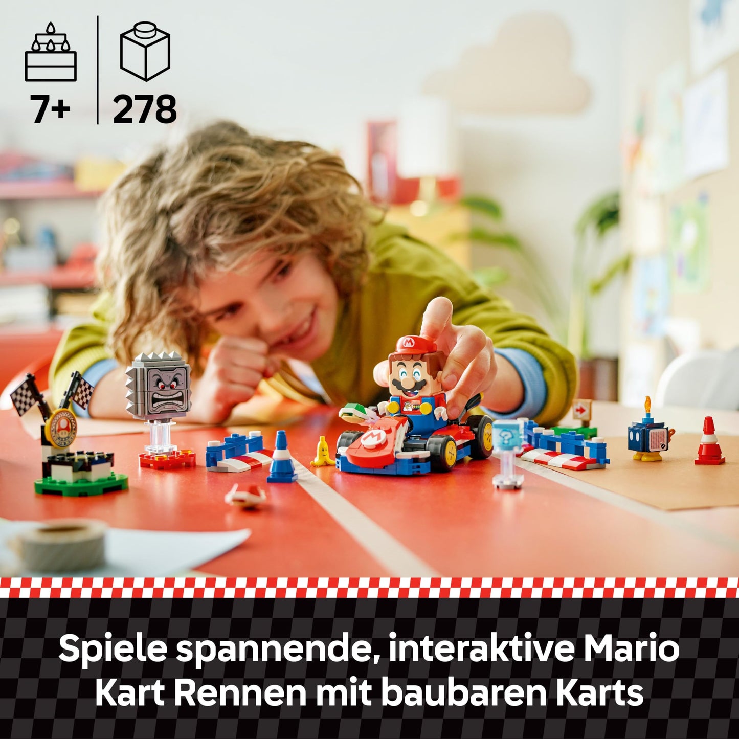 LEGO Mario Kart - Interactive Mario & Standard Kart - Nintendo Toy - Game Race Track with Car, 3 Figures, Podium & Barriers - Gamer Gift for Boys & Girls from 7 Years - 72043