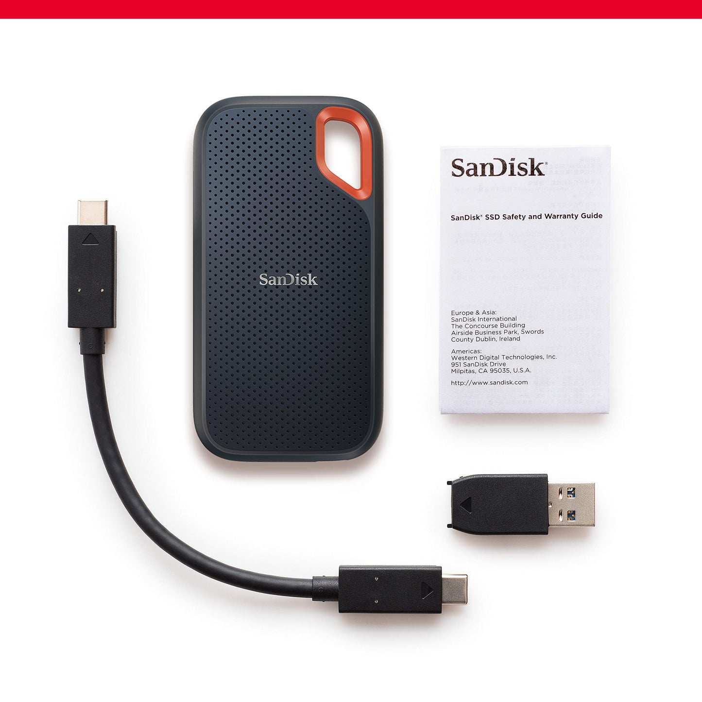 SANDISK Extreme Portable SSD 2TB (Portable NVMe SSD, USB-C, up to 1,050 MB/s Read, up to 1,000 MB/s Write, Water and Dust Resistant) Black - SDSSDE61-2T00-G25