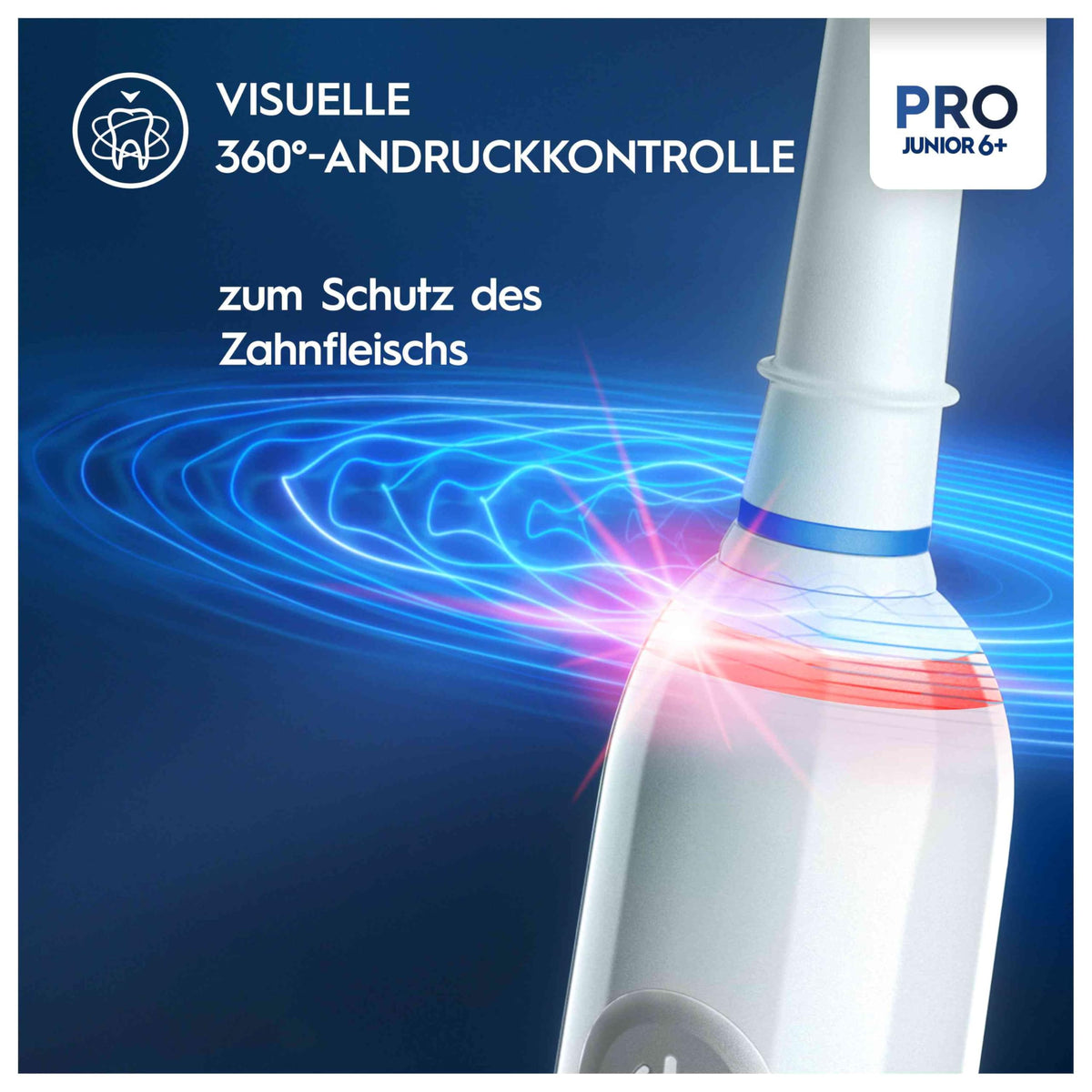 Periuță de dinți electrică Oral-B Pro Junior Frozen pentru copii de la 6 ani, 2 capete de periuță, control al presiunii 360°, 2 moduri de curățare inclusiv mod sensibil pentru îngrijirea dinților, perii moi, albă. - 8006540774724