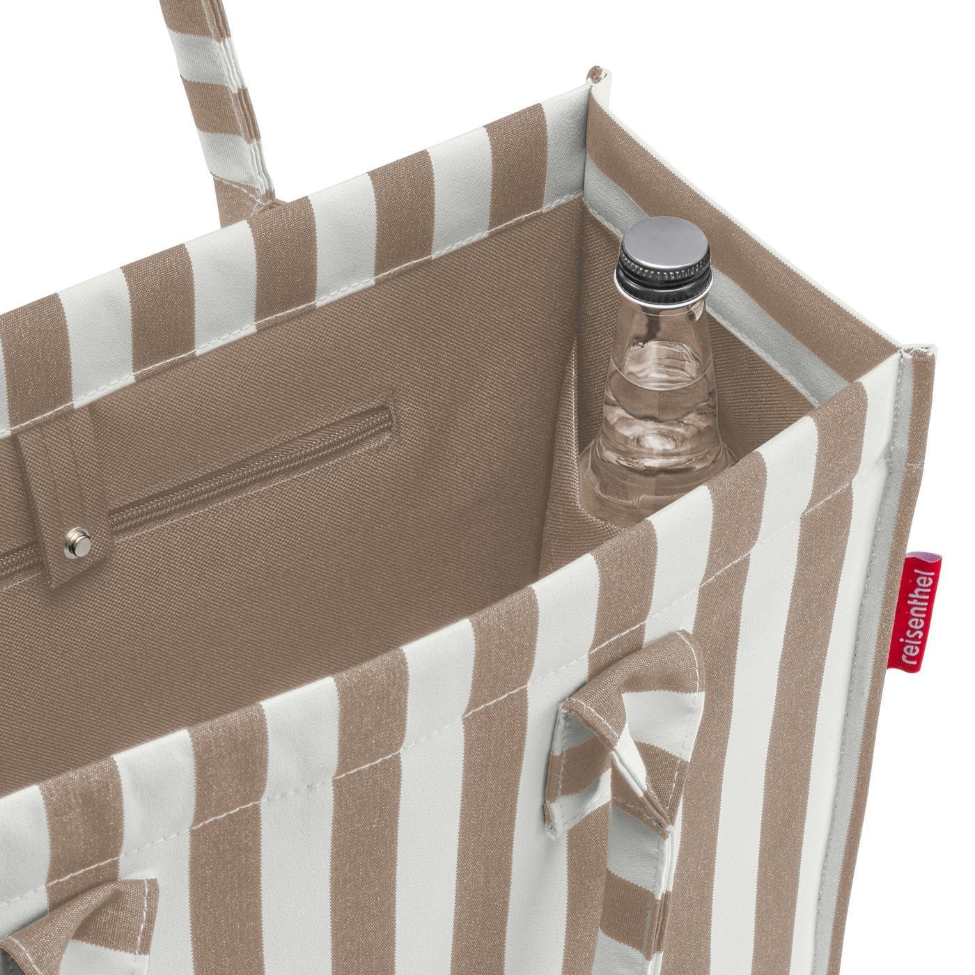 Reisenthel daily shopper summerstripes coffee – Modern, straightforward shopper for every occasion - practical handbag, large enough for your purchases and everyday items - DN6056