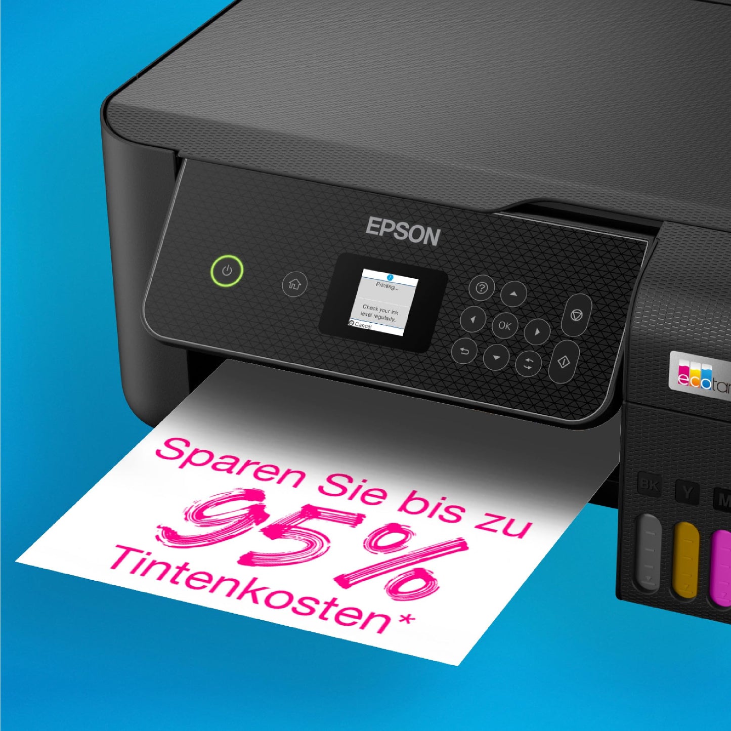Epson EcoTank ET-2870 ink tank printer | for busy households | WiFi | A4 | Print, Copy, Scan | 3.7 cm LCD display | Includes ink for up to 3 years