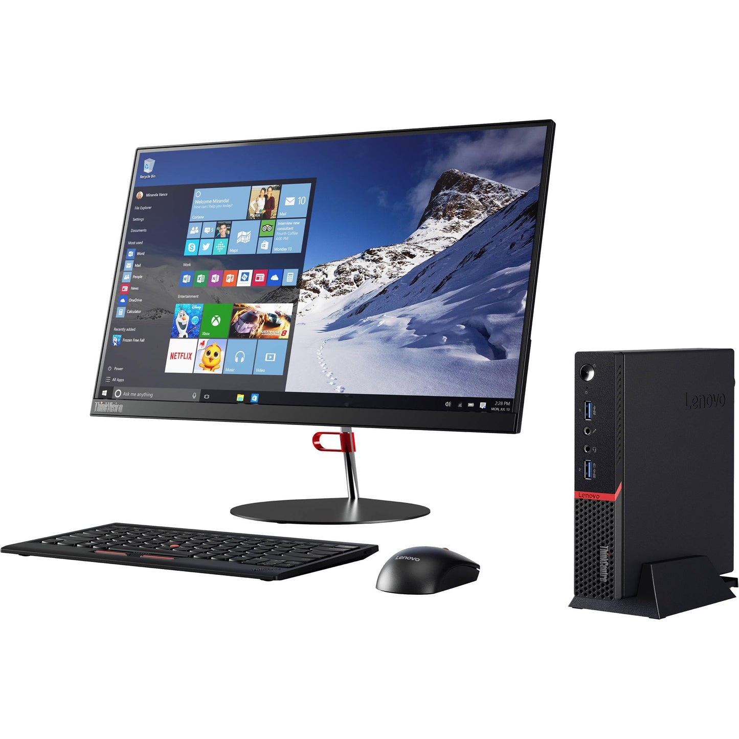 Lenovo ThinkCentre M715Q Mini Desktop Computer PC, AMD Ryzen 5 Pro 2400, 8 GB RAM, 256 GB SSD, WiFi, Bluetooth, US QWERTY Keyboard, Windows 11 Pro (Refurbished)