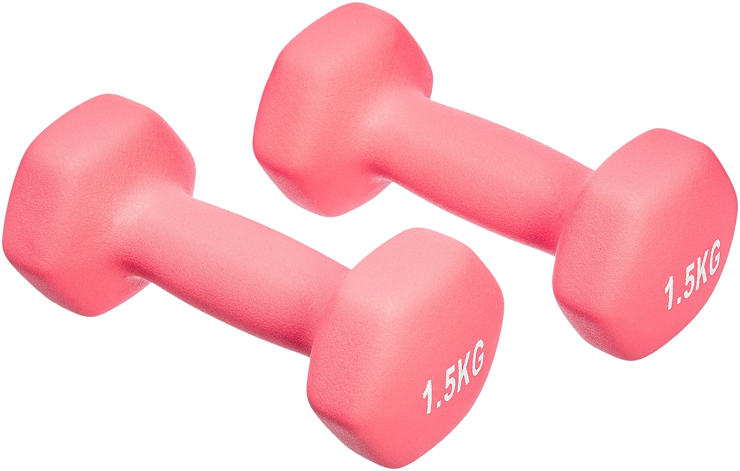 Amazon Basics Neoprene Dumbbell Weights, 3.0 Pink, Set of 2, 2 x 1.5 kg - GND101