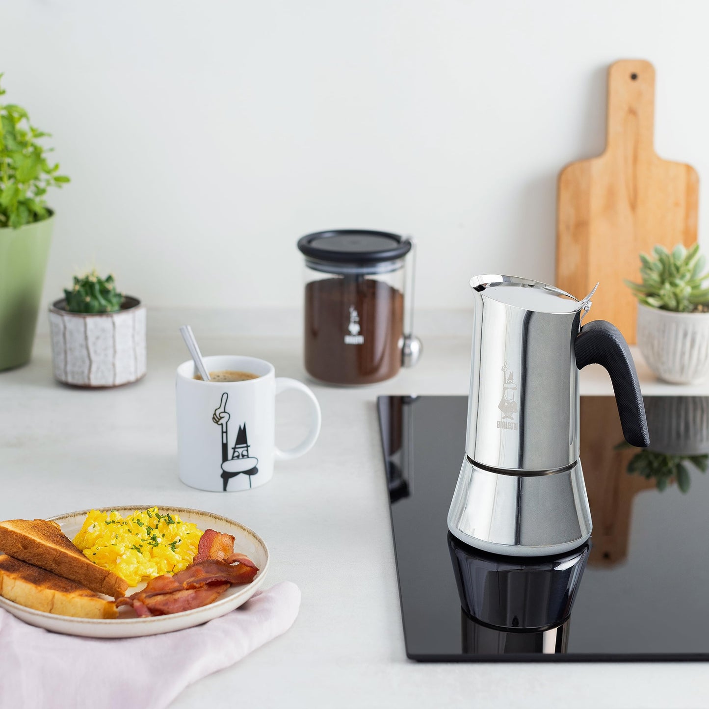 Bialetti - New Venus Induction, stainless steel stove espresso coffee machine, suitable for all types of stoves, 10 cups (460ml), aluminum, silver - 0007256/CN