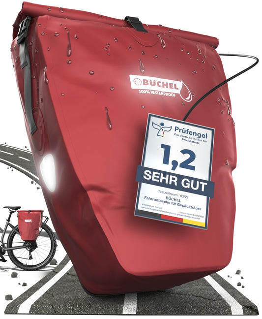 Büchel bicycle bag for luggage rack I 25.4 L - 100% waterproof I with carrying handle and shoulder strap I bicycle bag luggage rack, luggage rack bag, rear bicycle bags - 81518004