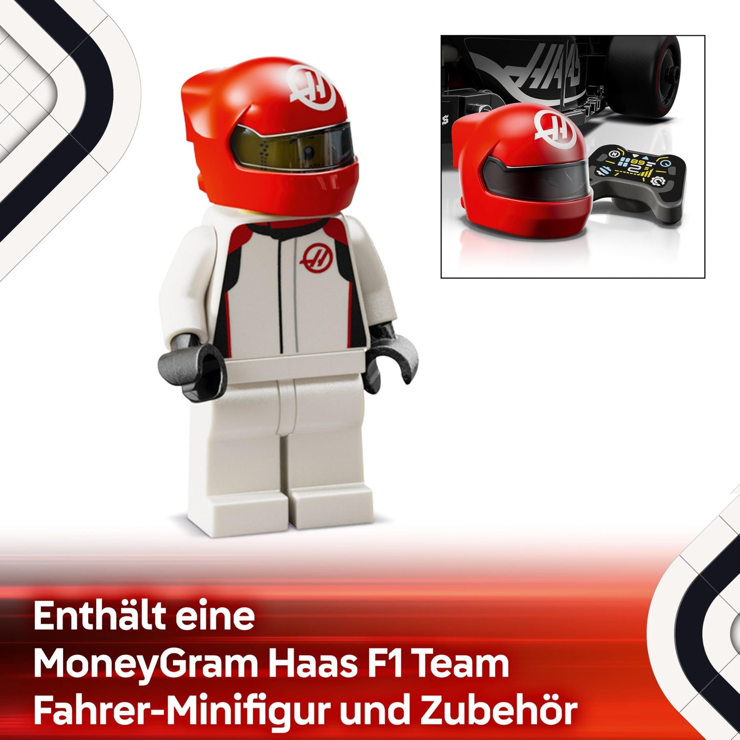 LEGO Speed Champions MoneyGram Haas F1 Team VF-24 racing car - toy with Formula 1 minifigure to collect - model and gift for boys and girls aged 10 and over and adult motorsport fans 77250