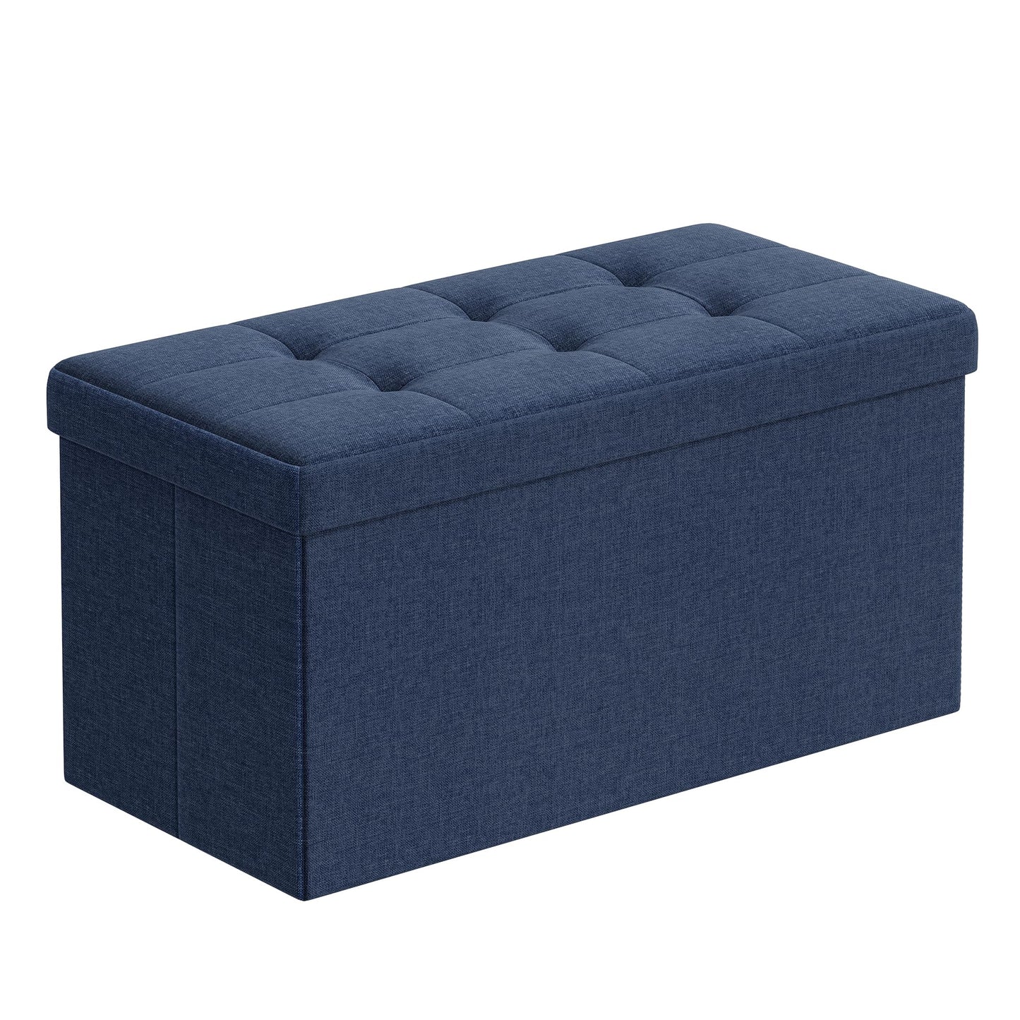 SONGMICS Stool with storage space, folding bench, 38 x 76 x 38 cm footstool, storage box, load capacity up to 300 kg, for living room, bedroom, hallway, midnight blue LSF47IN - SUPTMAX