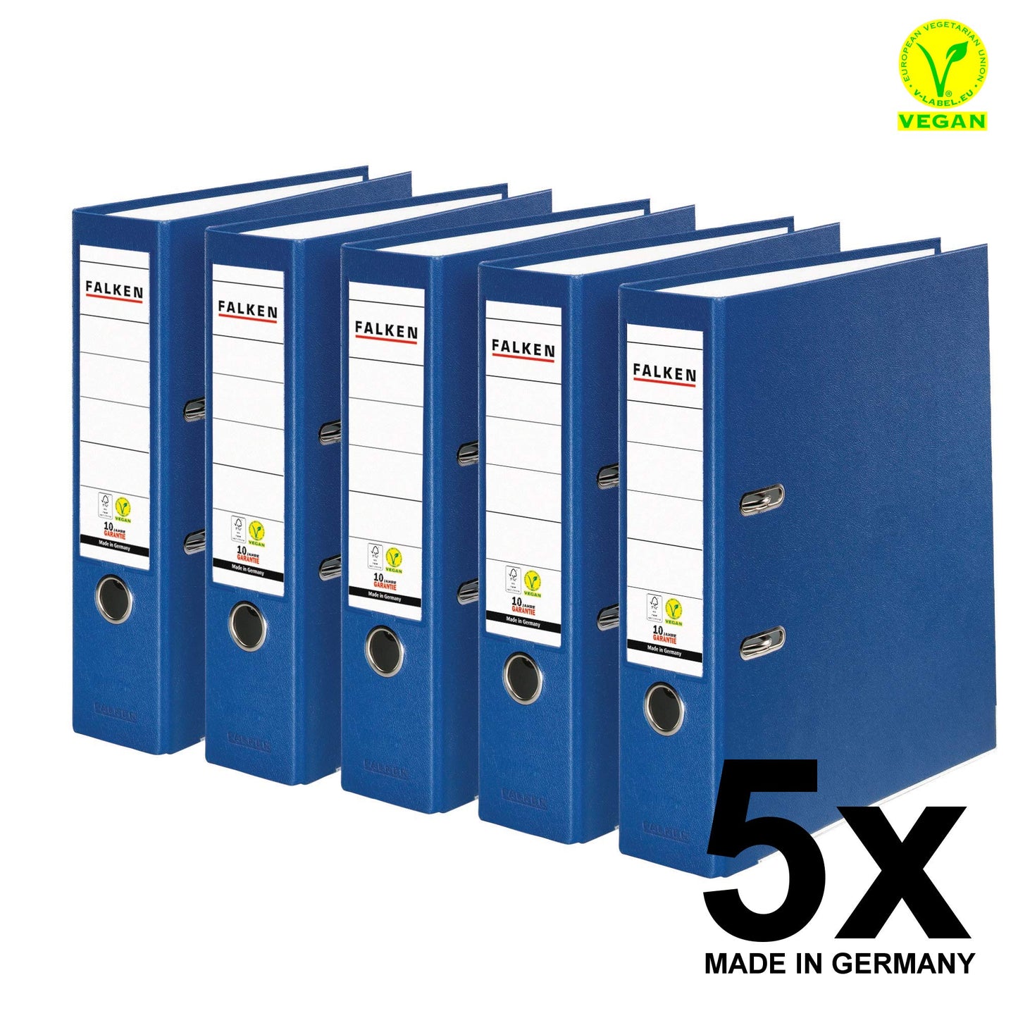 FALKEN 5x PP-Color plastic folders 8 cm wide DIN A4 blue - 11374212