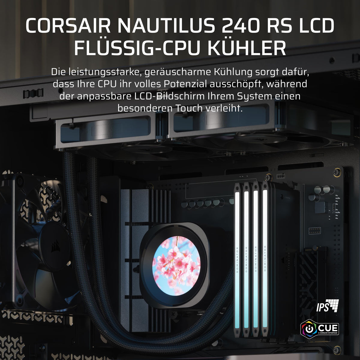 CORSAIR Nautilus 240 RS LCD Liquid CPU Cooler – 2.1-inch IPS LCD screen, 240mm AIO, easy daisy-chain connections, Intel LGA 1851/1700, AMD AM5/AM4 – includes 2X RS120 fans – Black - CW-9061031-WW
