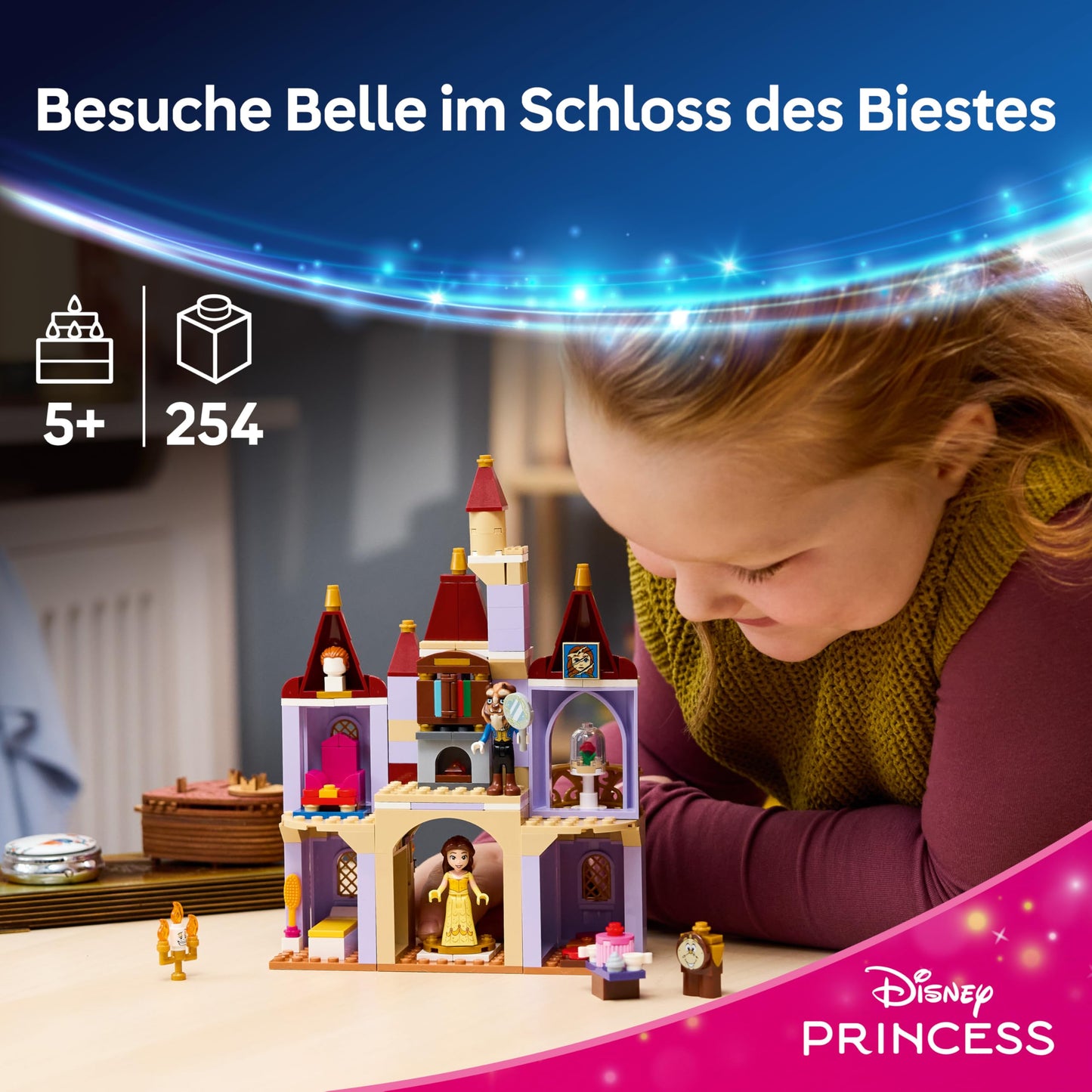 LEGO ǀ Disney Princess The Enchanted Castle of Belle and the Beast - including 2 mini dolls and Lumière figure - gift for girls aged 5 and up and fans of Beauty and the Beast - 43289