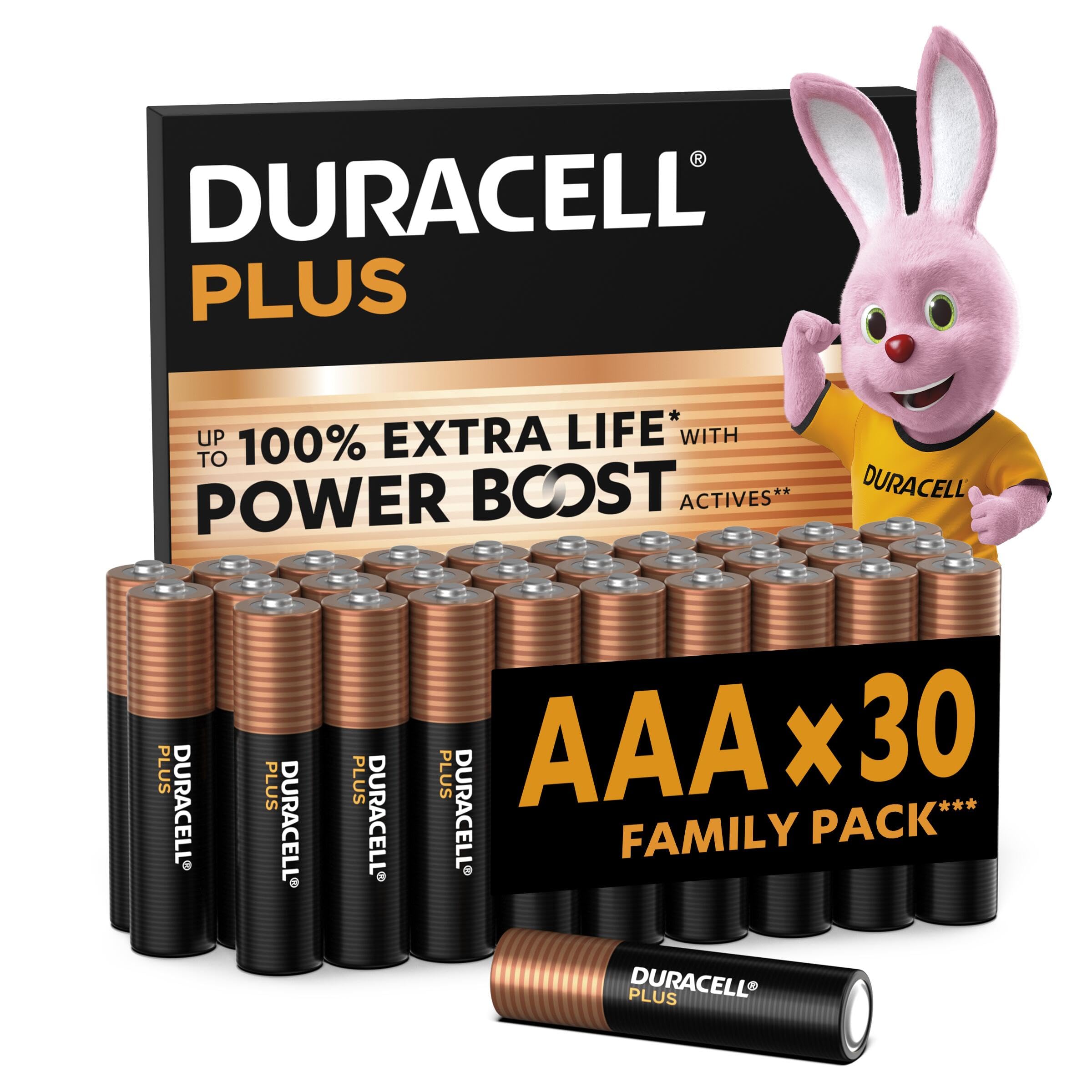 DURACELL Plus AAA Batteries (Pack of 30) - Alkaline Batteries 1.5V - 5020123