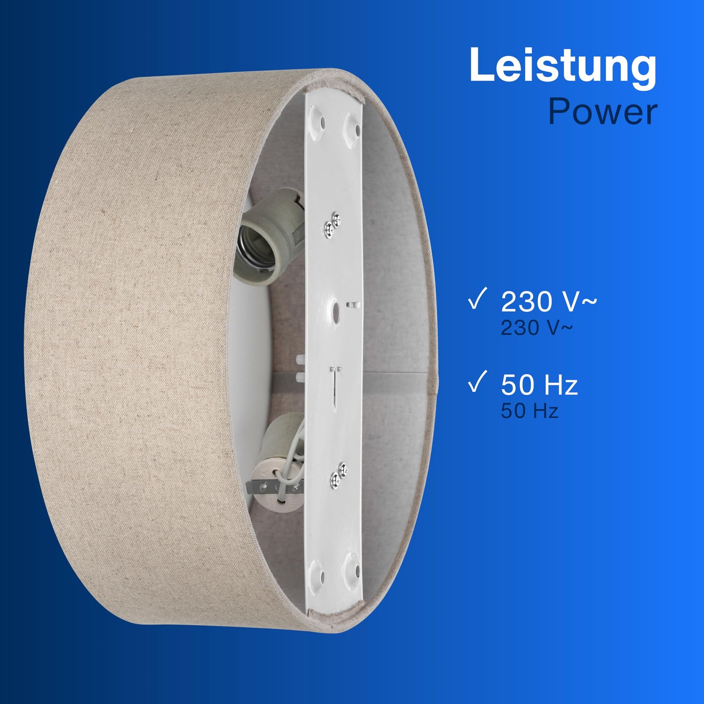 REV LED ceiling light - ceiling lamp bedroom, living room & kitchen around 30cm with fabric lampshade in a vintage look, taupe - 2021113010
