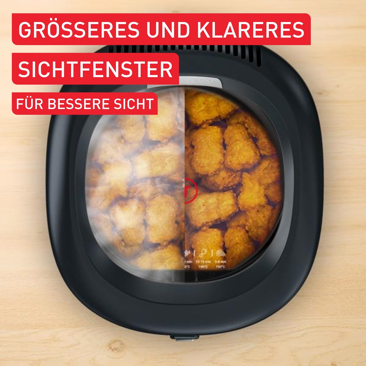 Tefal Vision Deep Fryer, 1.2kg Capacity, Extra Large Viewing Window, Precise Temperature Control, Foldable Handle, Easy Cleaning with Removable Parts, Black, FF2528E0