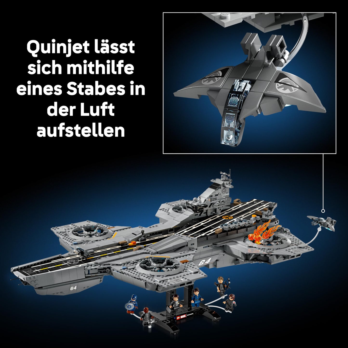 LEGO ǀ Marvel S.H.I.E.L.D. Helicarrier - aircraft carrier model building for adults - 6 minifigures incl. Captain America & Nick Fury - DIY shelf decoration - Avengers gift for fans - 76354