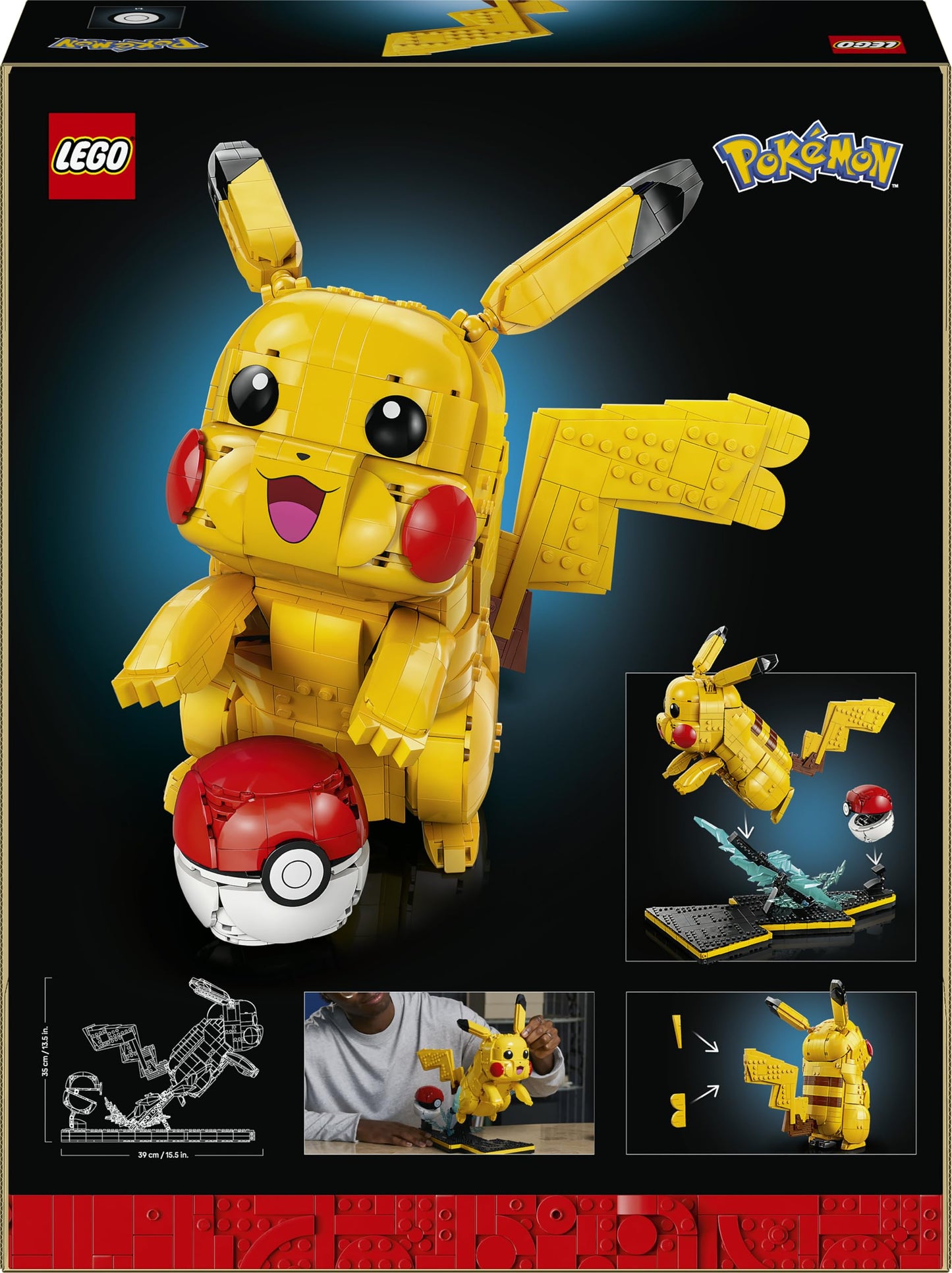 LEGO Pokémon Pikachu and Poké Ball - building set for adults - model building with movable anime figure and dynamic stand - DIY decoration for room or desk - gift for gaming fans - 72152