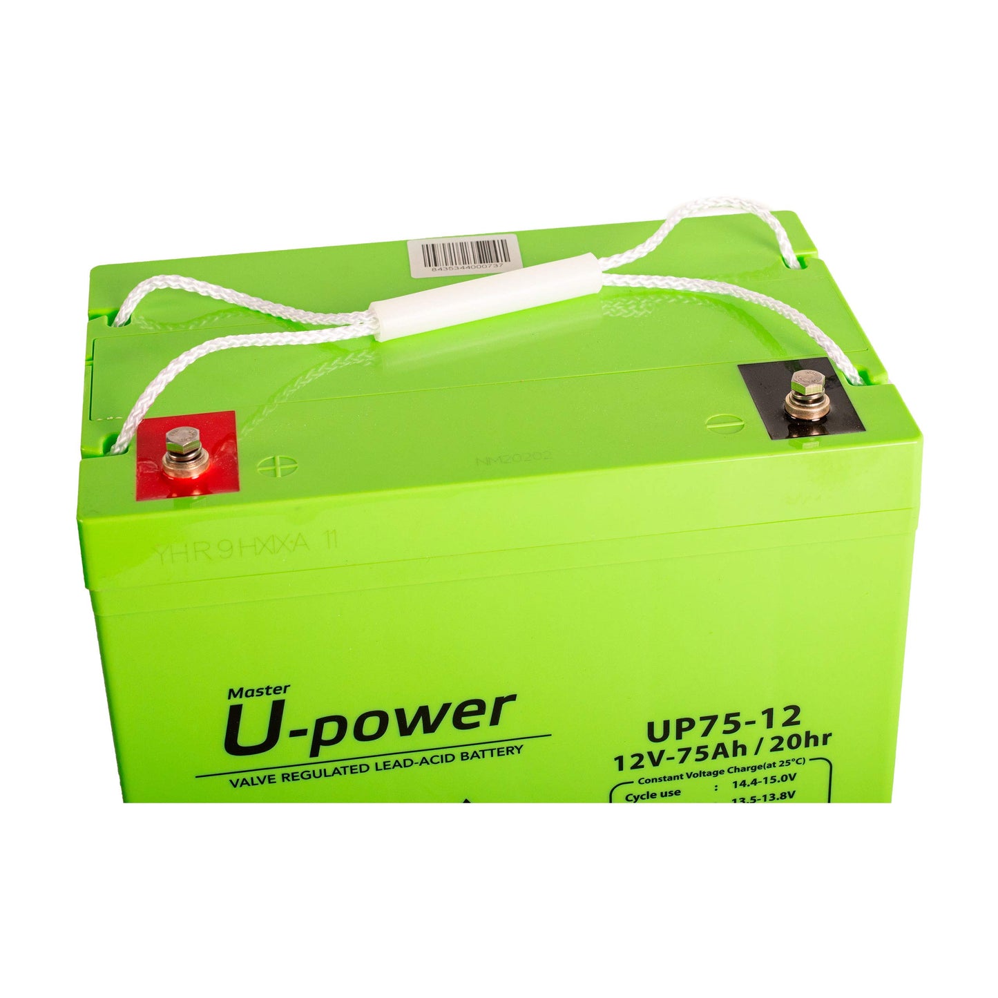 U-Power AGM battery 12V 75Ah, VRLA lead battery maintenance-free, rechargeable, screw connection M6, for UPS/UPS, alarm systems, solar systems & security