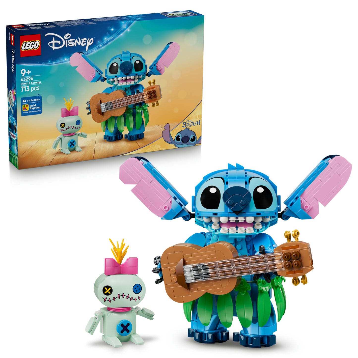 LEGO | Disney Stitch and Scrump - 2 figures with accessories including ukulele as room decoration - birthday gift for girls, boys and film fans aged 9 and over - 43296
