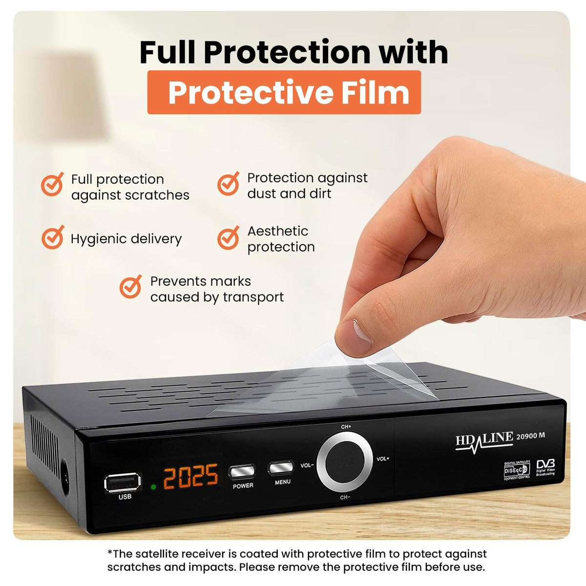 Hd-line 20900 HD Sat Receiver Satellite DVB S2 HD Receiver for SAT Digital Satellite SAT Receiver (DVB-S/S2, HDMI, SCART, 2X USB 2.0, Full HD 1080p) (Pre-programmed for Astra Hotbird and Türksat) - HD-LINE