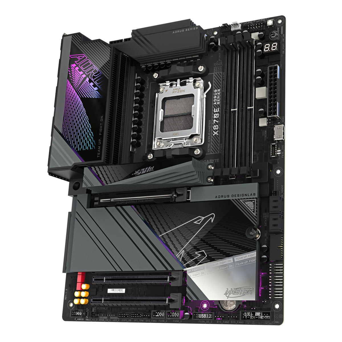 GIGABYTE X870E AORUS Master Motherboard - Supports AMD Ryzen 9000 CPUs, 16+2+2 Phases Digital VRM, up to 8600MHz DDR5 (OC), 3x PCIe 5.0, Wi-Fi 7, 5GbE LAN, USB 4