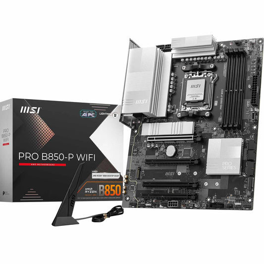 MSI PRO B850-P WiFi Motherboard, ATX - Supports AMD Ryzen 9000/8000 / 7000 processors, AM5 - DDR5 Memory Boost (8200+ MT/s OC), PCIe 5.0 x16 & 4.0 x16, M.2 Gen5, Wi-Fi 7, 5G LAN - 7E56-002R
