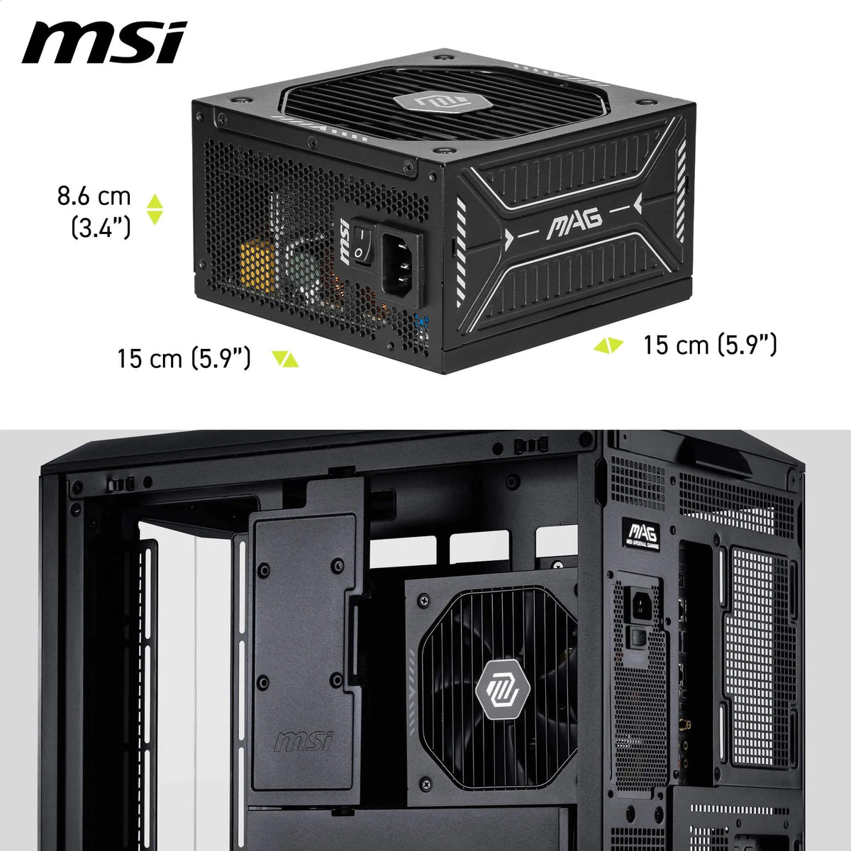 MSI MAG A750GLS PCIE5-750W 80 Plus Gold Power Supply - 306-7ZPHX11-HD8