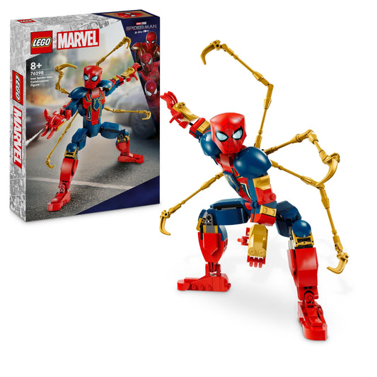 LEGO Marvel Iron Spider-Man building figure, superhero action toy for children aged 8 and over, boys and girls, set with armor, buildable model, Avengers gift idea for fans of the Marvel films 76298