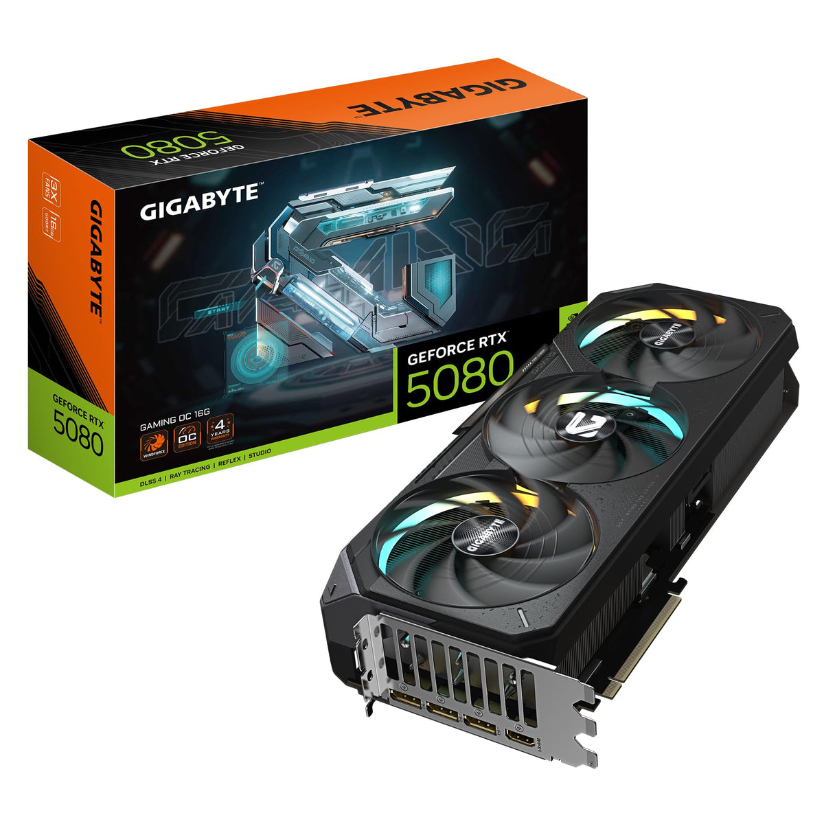 Gigabyte GeForce RTX 5080 Gaming OC 16G graphics card - 16GB GDDR7, 256 bit, PCI-E 5.0, 2730MHz core clock, 3 x DisplayPort, 1 x HDMI, GV-N5080GAMING OC-16GD