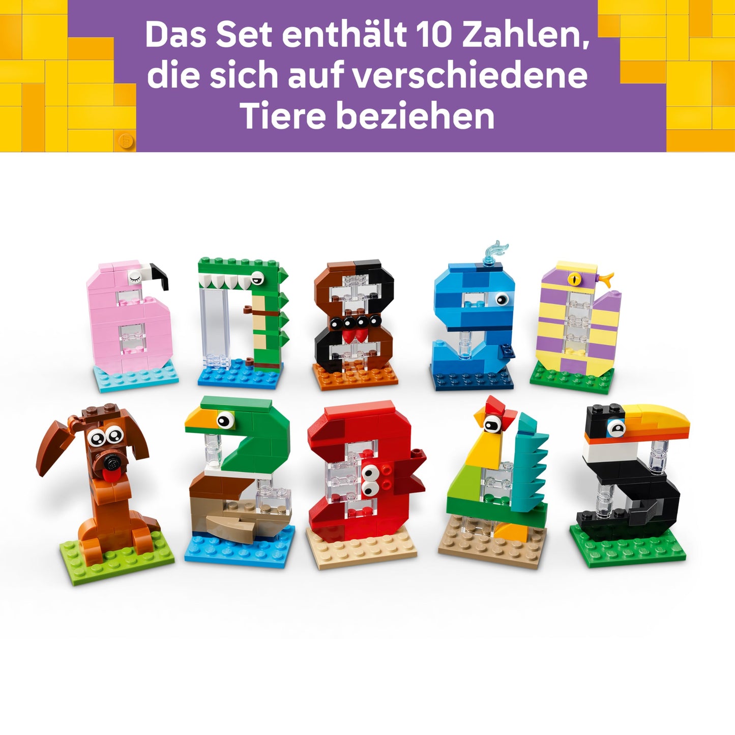 LEGO birthday numbers - cake topper with animals including dog, spider and whale - table and party decoration or counting game - gift idea for boys and girls aged 6 and over - 40807