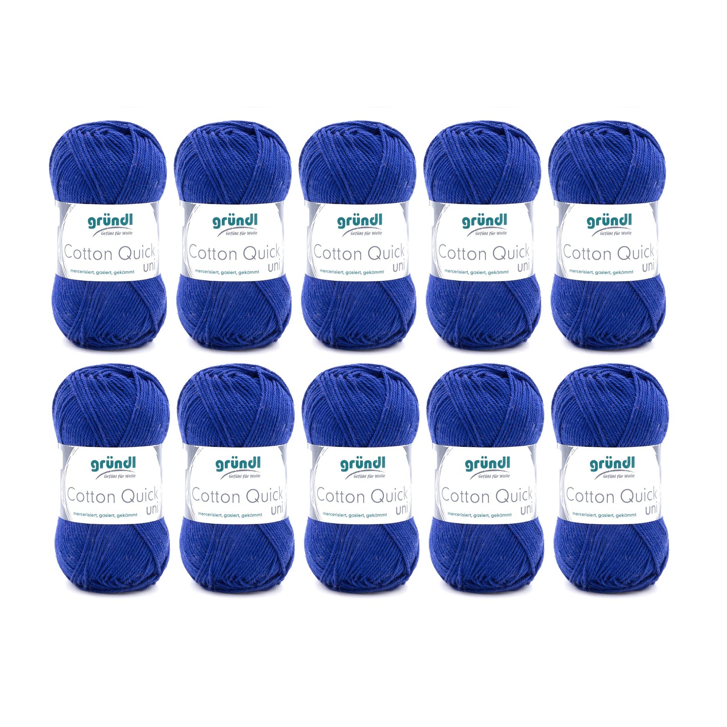 Gründl Wolle Cotton Quick uni - thin wool for crocheting - knitting yarn - crochet yarn - shiny and skin-friendly - 100% cotton - 10 balls 50 g / 125 m - needle size 3-4 - navy blue - 865-135