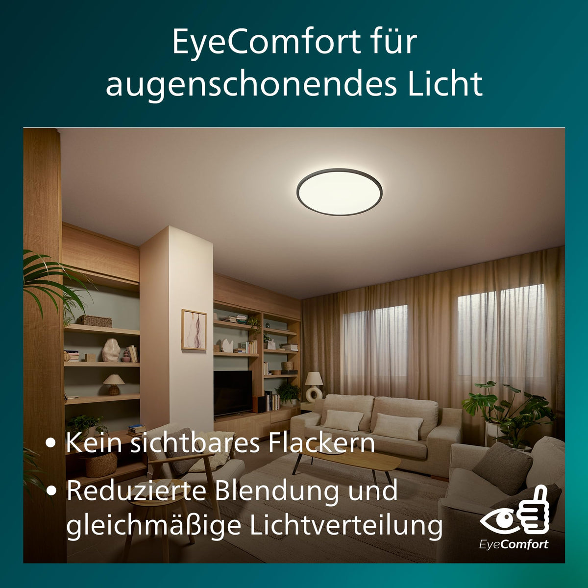 Philips LED Superslim Ceiling Light with Remote Control, 29.1 cm, Black - 929004677201