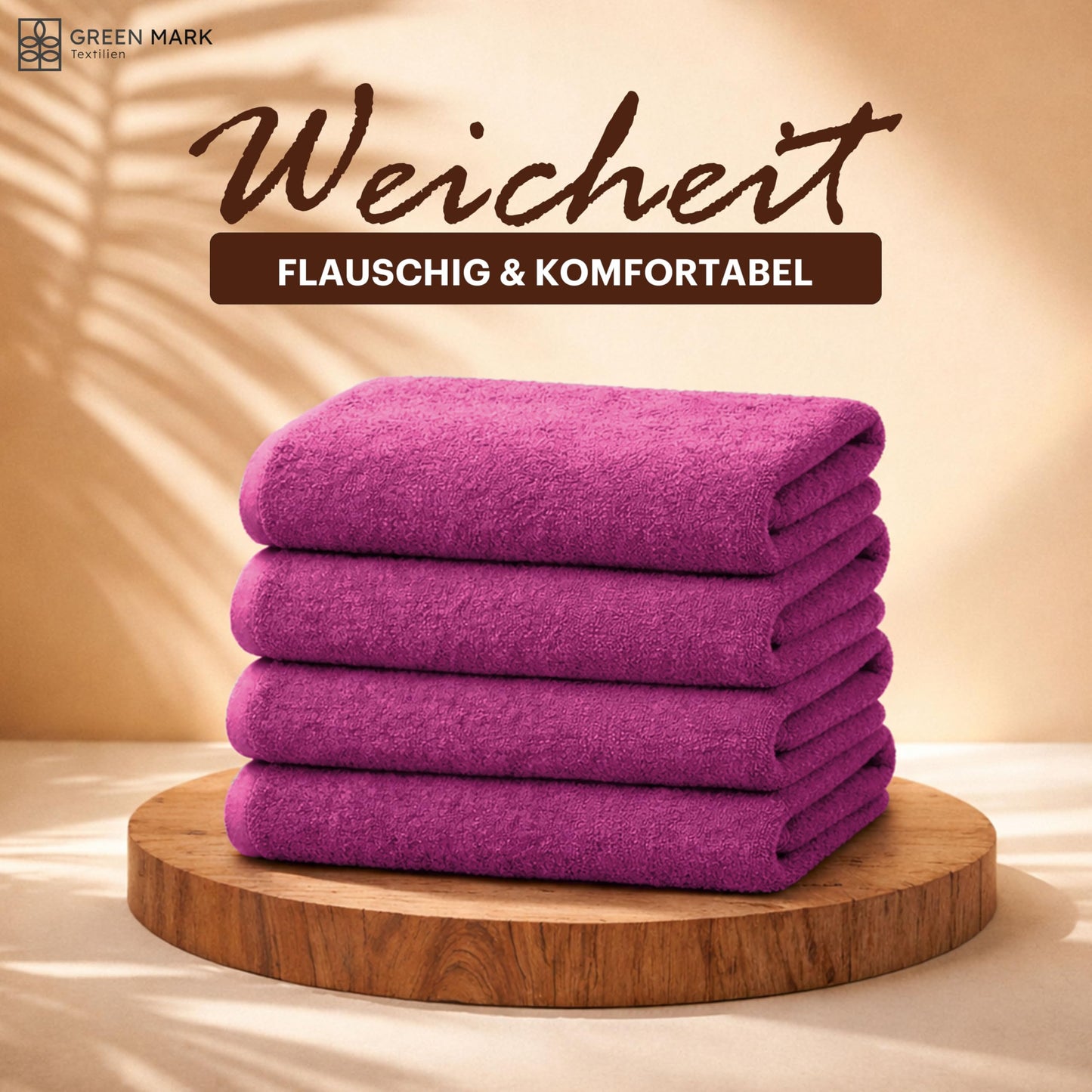 NatureMark 4-piece shower towel set - soft and absorbent shower towels made from 100% cotton, suitable for everyday use - pink, 70x140 cm - 4251590104715
