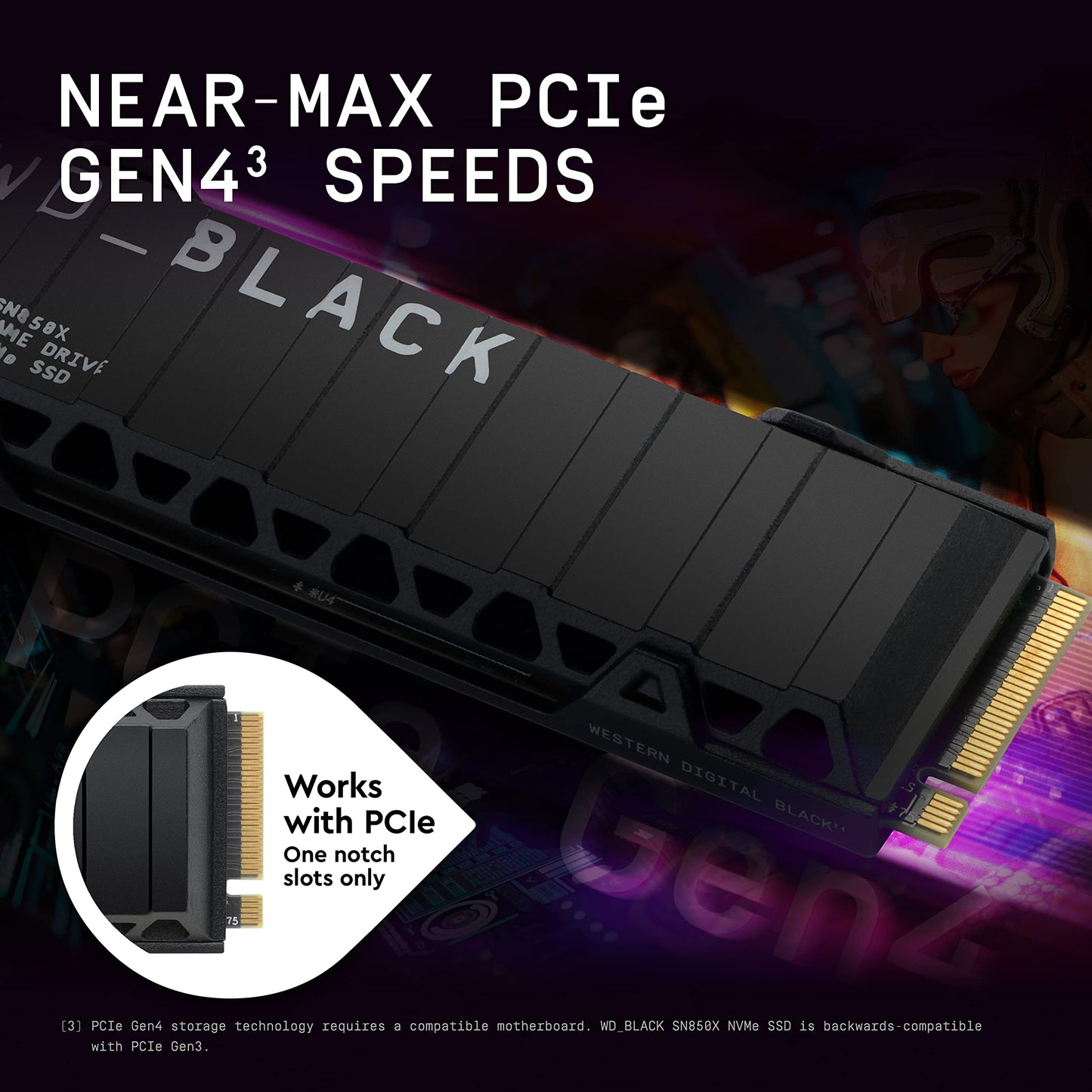 WD_BLACK SN850X NVMe SSD with Heatsink 4 TB internal SSD (gaming memory, PCIe Gen4 technology, read 7,300 MB/s, write 6,600 MB/s) black - WDS400T2XHE