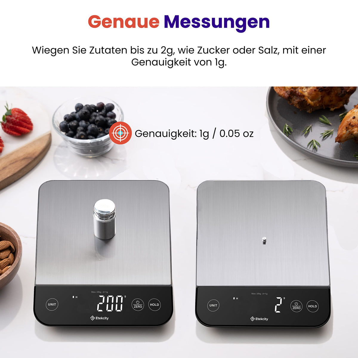 Etekcity 10kg Digital Kitchen Scale - Stainless Steel Kitchen Scale with USB Charging - EKS-L221