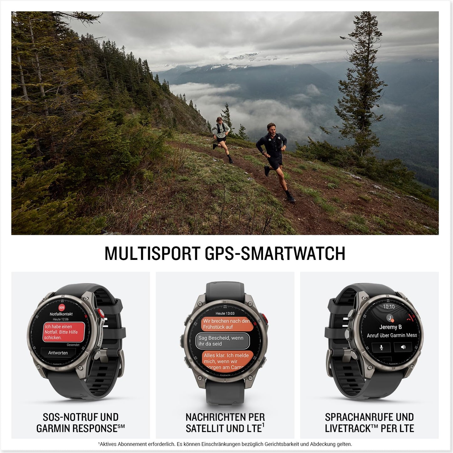Garmin Fenix 8 Pro 47mm AMOLED - multisport smartwatch, 1.4" touch display, up to 15 days battery life, maps, 80+ sports apps, ECG, flashlight, LTE telephony & 24/7 SOS emergency call (subscription required) - 010-03198-11