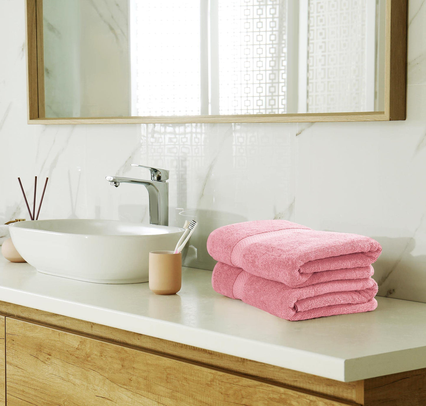 Utopia Towels 8 Piece Premium Towel Set, 2 Bath Towels, 2 Hand Towels and 4 Face Cloths, 600gsm 100% Ring-spun Cotton, Gym, Hotel and Spa (Dusky Pink) - UT0877