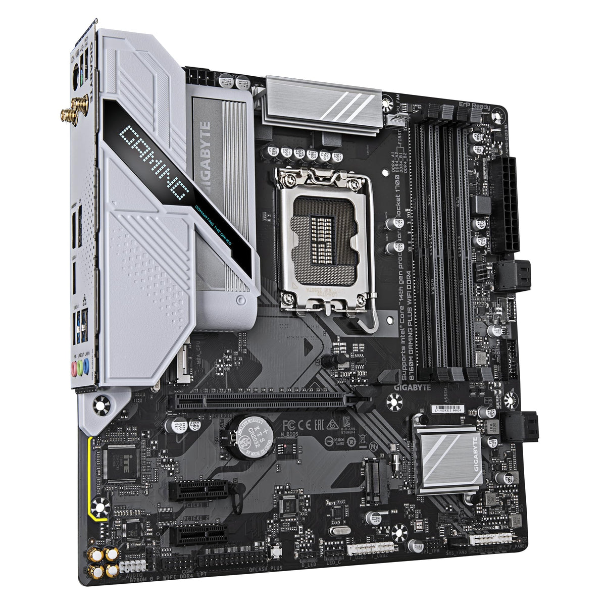 GIGABYTE B760M Gaming Plus WiFi DDR4-Mainboard - Suportă procesoare Intel Core de generația a 14-a, VRM cu 4+1+1 faze, până la 5333 MHz DDR4 (OC), 2xPCIe 4.0 M.2, Wi-Fi 6, 1 GbE LAN, USB 3.2 Gen 1