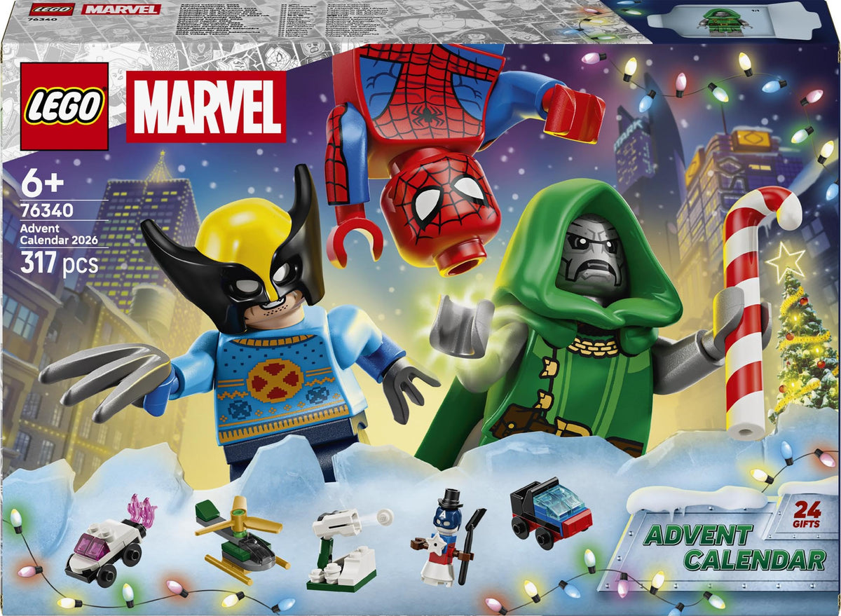 LEGO | Marvel Advent Calendar 2026 - Pre-Christmas Gift Toy - 24 Superhero Surprises with 6 Minifigures, Airplane & Car - Gift for Fans and Boys and Girls aged 6 and up - 76340