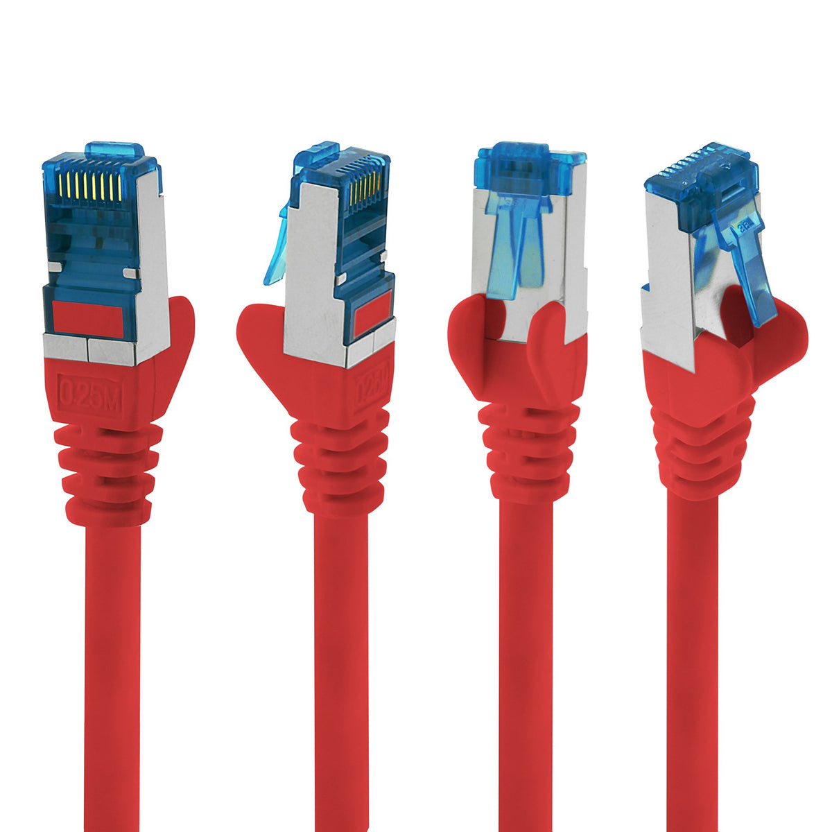 1aTTack.de Patch Cable – 10X 7.5m Ethernet, Network, LAN Cable CAT6a (for Gigabit Networks, Routers, Switches, Modems with RJ45 Input – red) - 4251073692326